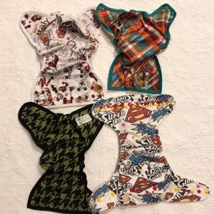 Lot of 3 diaper covers, 1 cloth fitted diaper